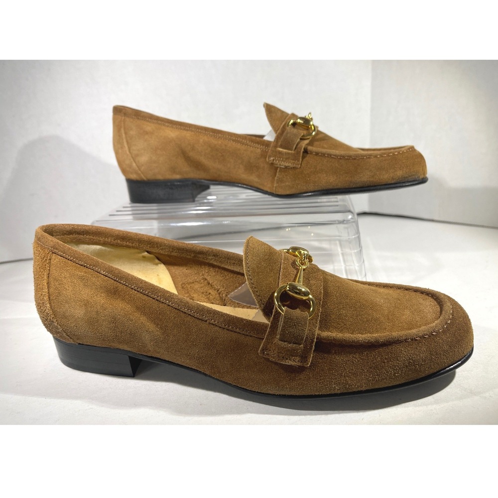 Gruppo Italiano Loafers Women 7.5M Carmel Brown Suede Horsebit Italy Shoes